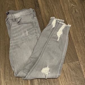 Express Light Gray Distressed Skinny Jeans